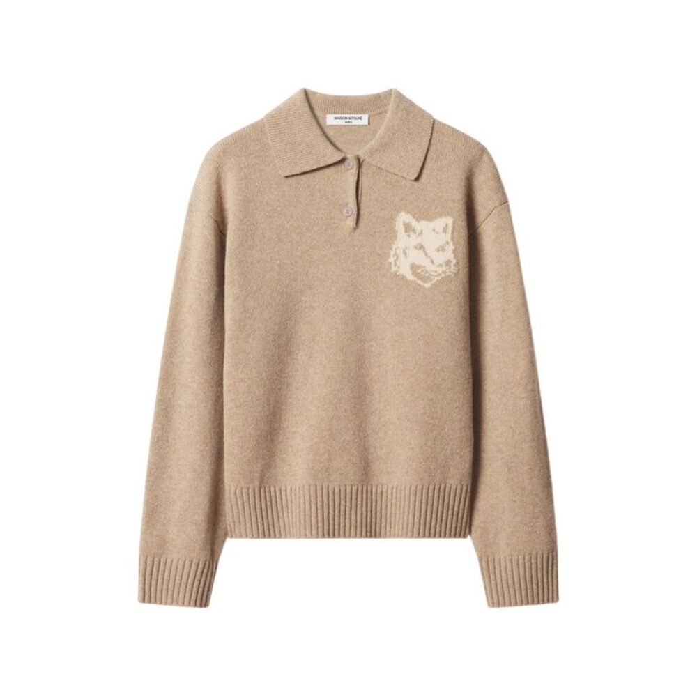 Maison Kitsune' Women Fox Head Wool Polo Jumper